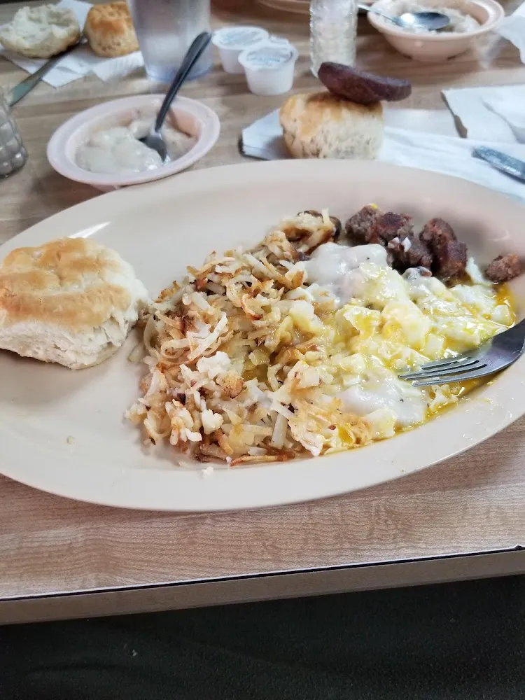 Eggs Hashbrowns Biscuits and Gravy
